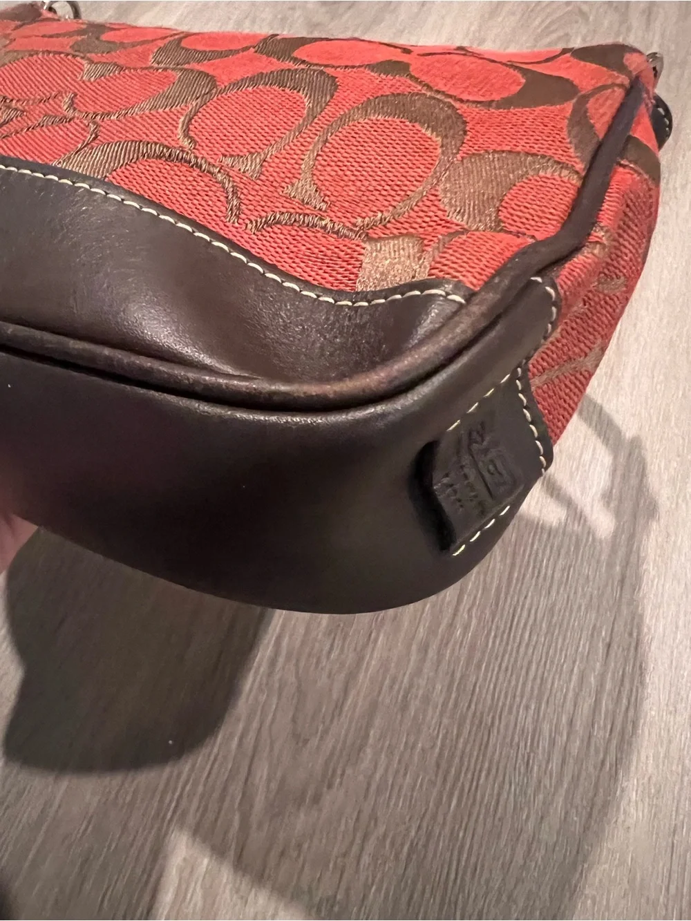 Coach Vintage Y2K Signature Red Brown Leather Mini Demi Shoulder Bag 6094